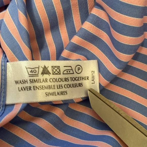 Thomas Pink Poplin Striped French Cuff L/S Button Down Shirt Pink Blue Sz 16 - Picture 9 of 9